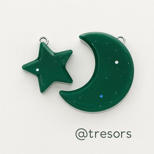 Charm Celestial de Resina — Estrella y Luna